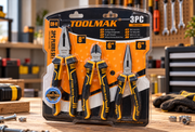 Toolmak 3-Piece Professional Pliers Set with PVC Grips