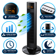 Sunbeam 92cm Tower Fan with LED Screen & Remote Control