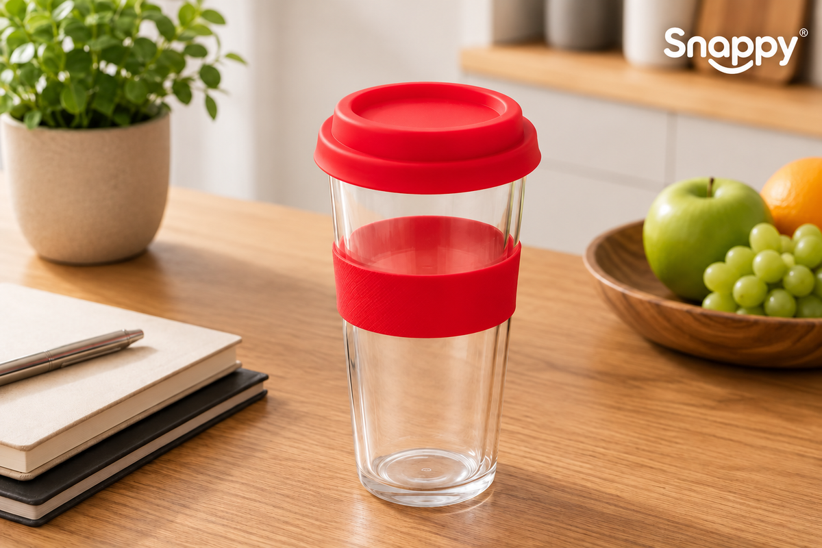 Snappy Thermal Glass Tumbler 400ml Red - LEG-SN-GL400R