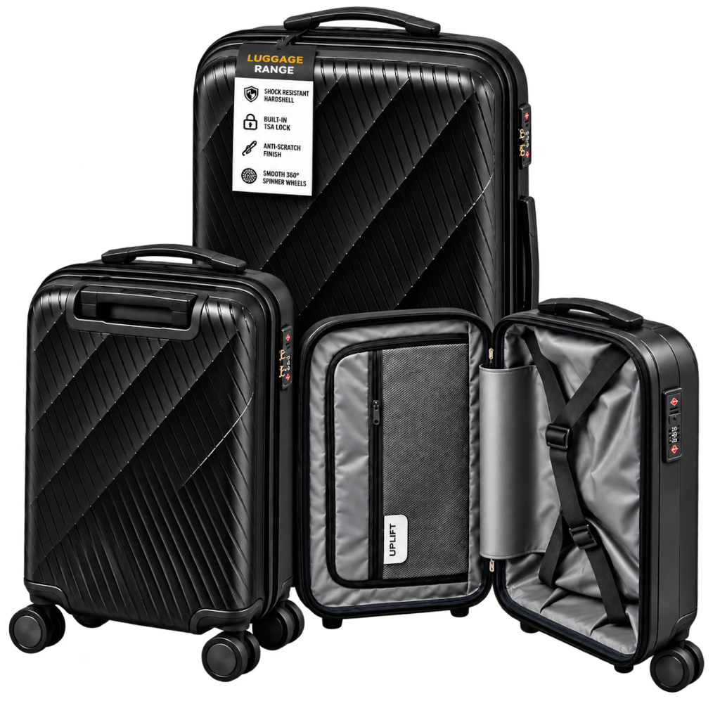Uplift 3-Piece Hard-Shell Luggage Set with Spinner Wheels and TSA Lock