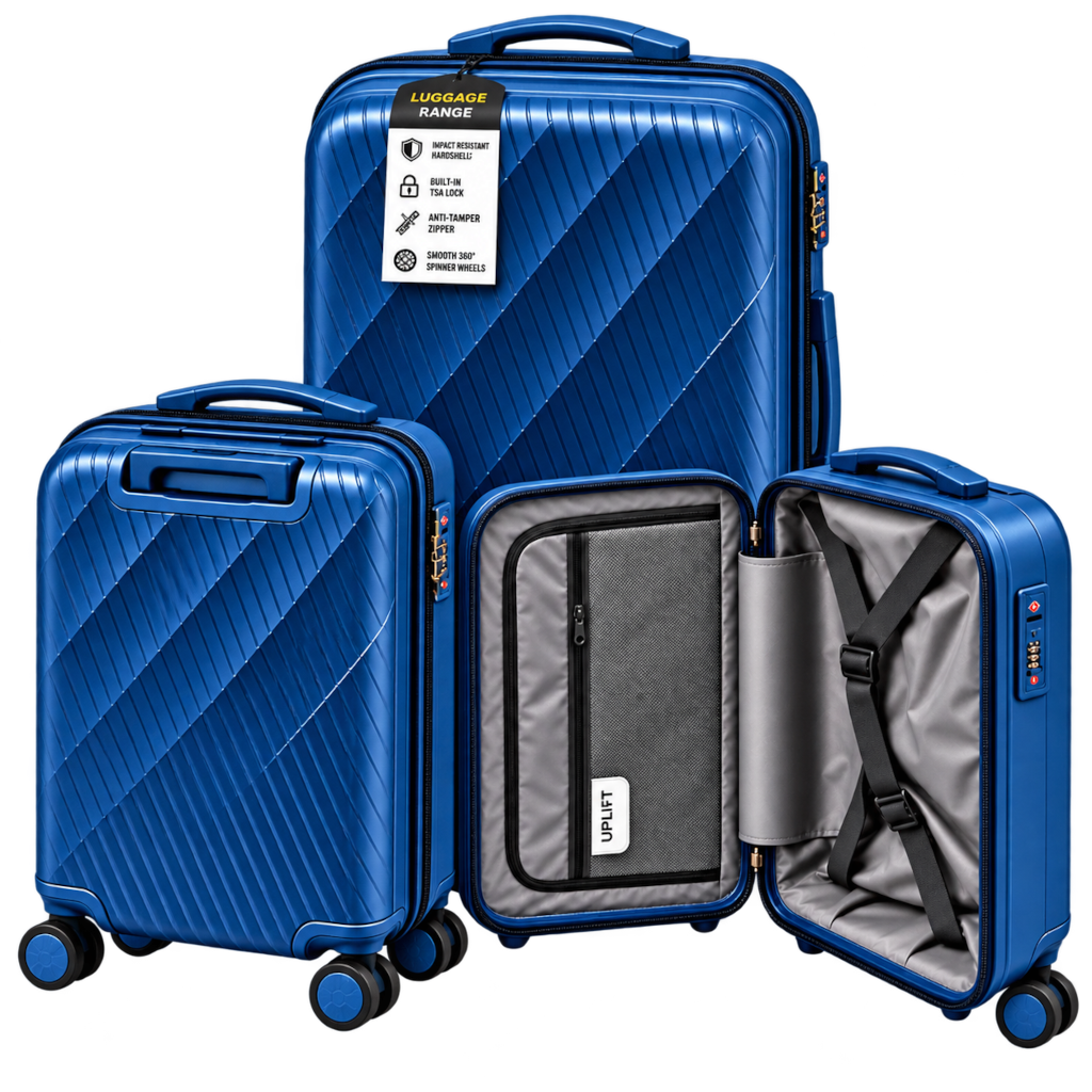 Uplift 3-Piece Hard-Shell Luggage Set with Spinner Wheels and TSA Lock
