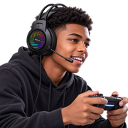 Astrum HG100 Wired Gaming Headset with 50 mm Drivers, RGB LED and Boom Mic – HG100