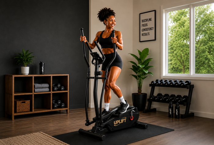 Uplift Elliptical Trainer with LED Display and Adjustable Resistance