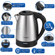 Regal Pro 1.7L Stainless Steel Kettle Black & Silver
