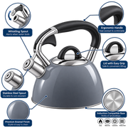 Cadac Born Free Stove-Top Whistling Kettle 2.5L Grey