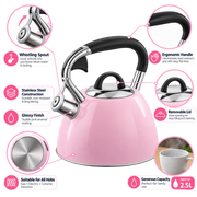 Cadac Born Free Stove-Top Whistling Kettle 2.5L Pink