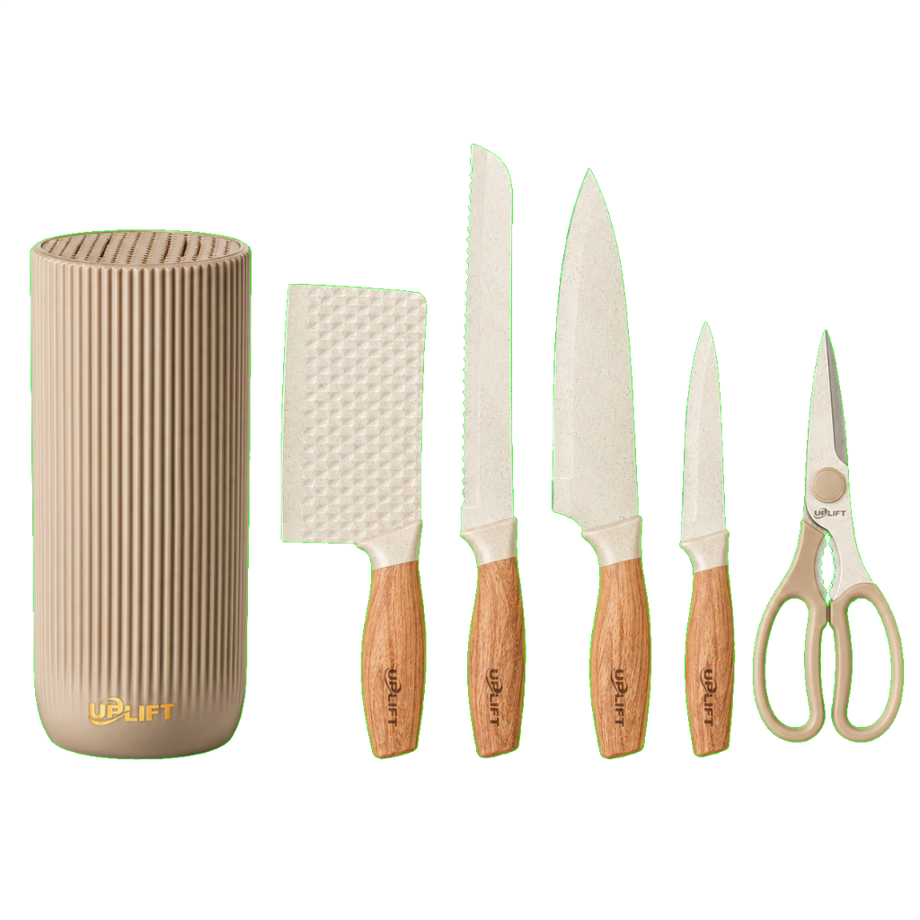 Uplift 6 Piece Knife Set with Wooden Handles