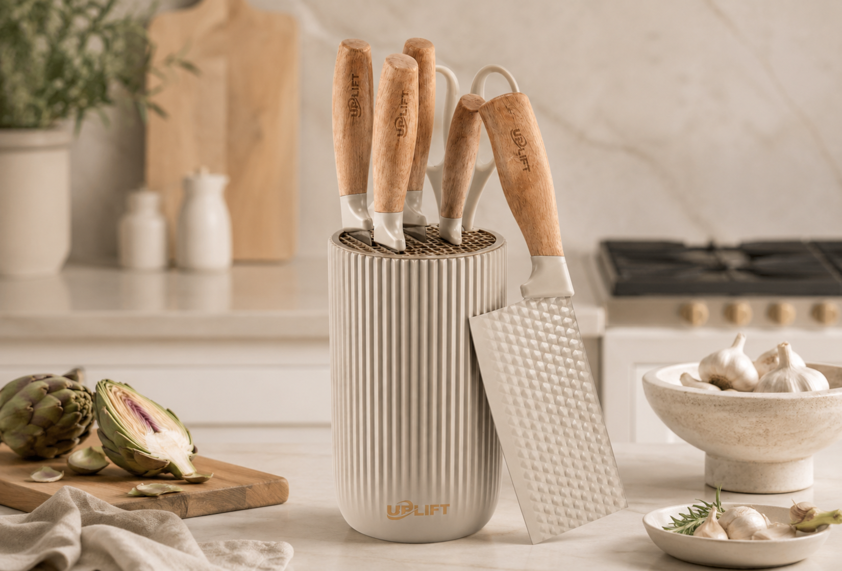 Uplift 6 Piece Knife Set with Wooden Handles