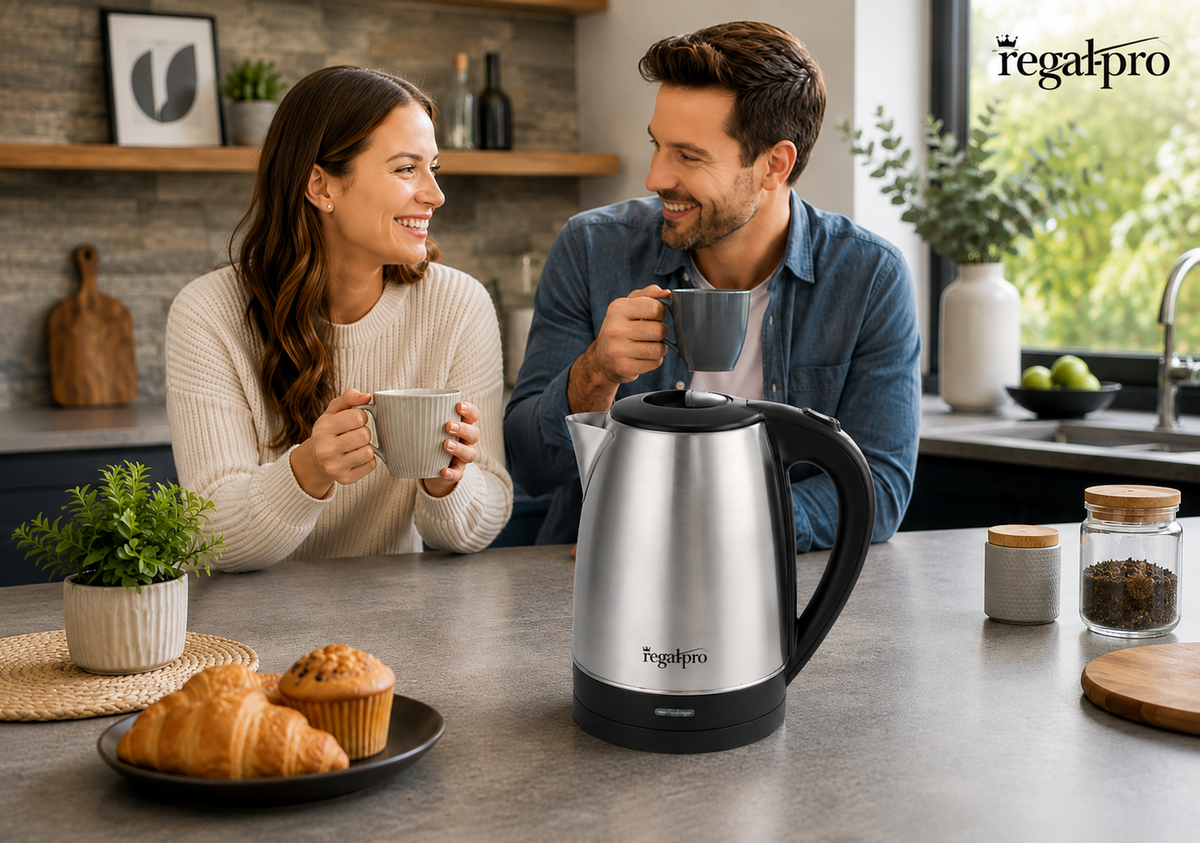 Regal Pro 1.7L Stainless Steel Kettle Black & Silver
