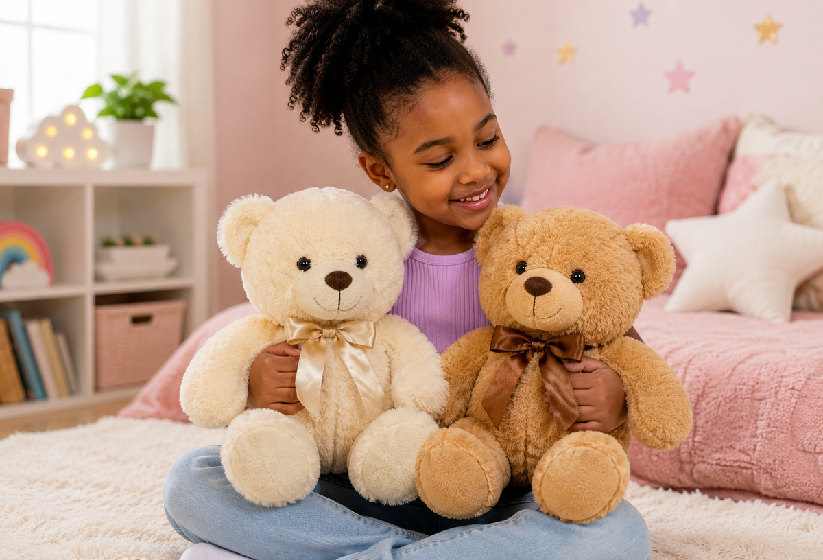 Plush Bear with Ribbon Bow - 35cm - 2 Assorted